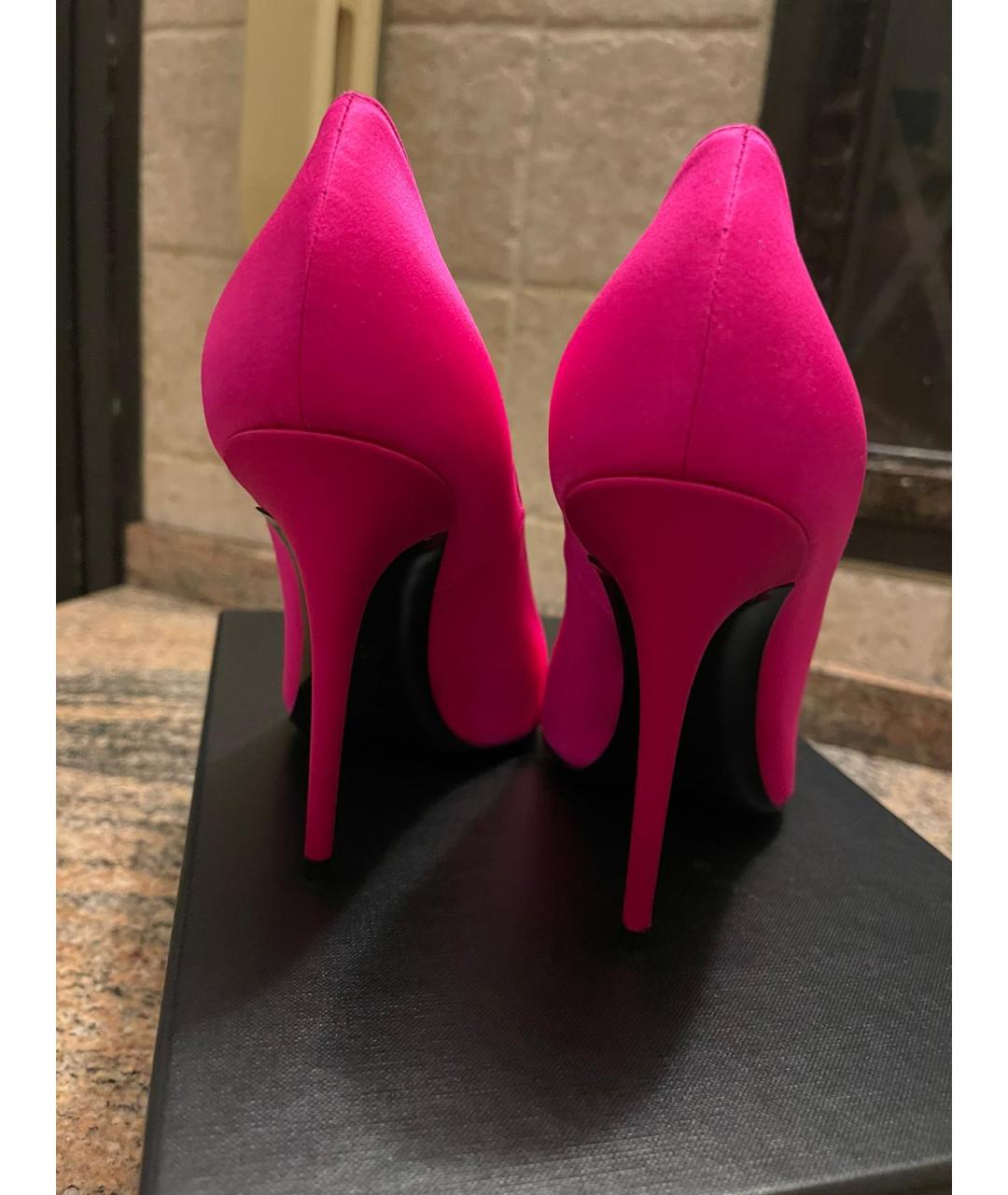 SAINT LAURENT Фуксия текстильные туфли, фото 4