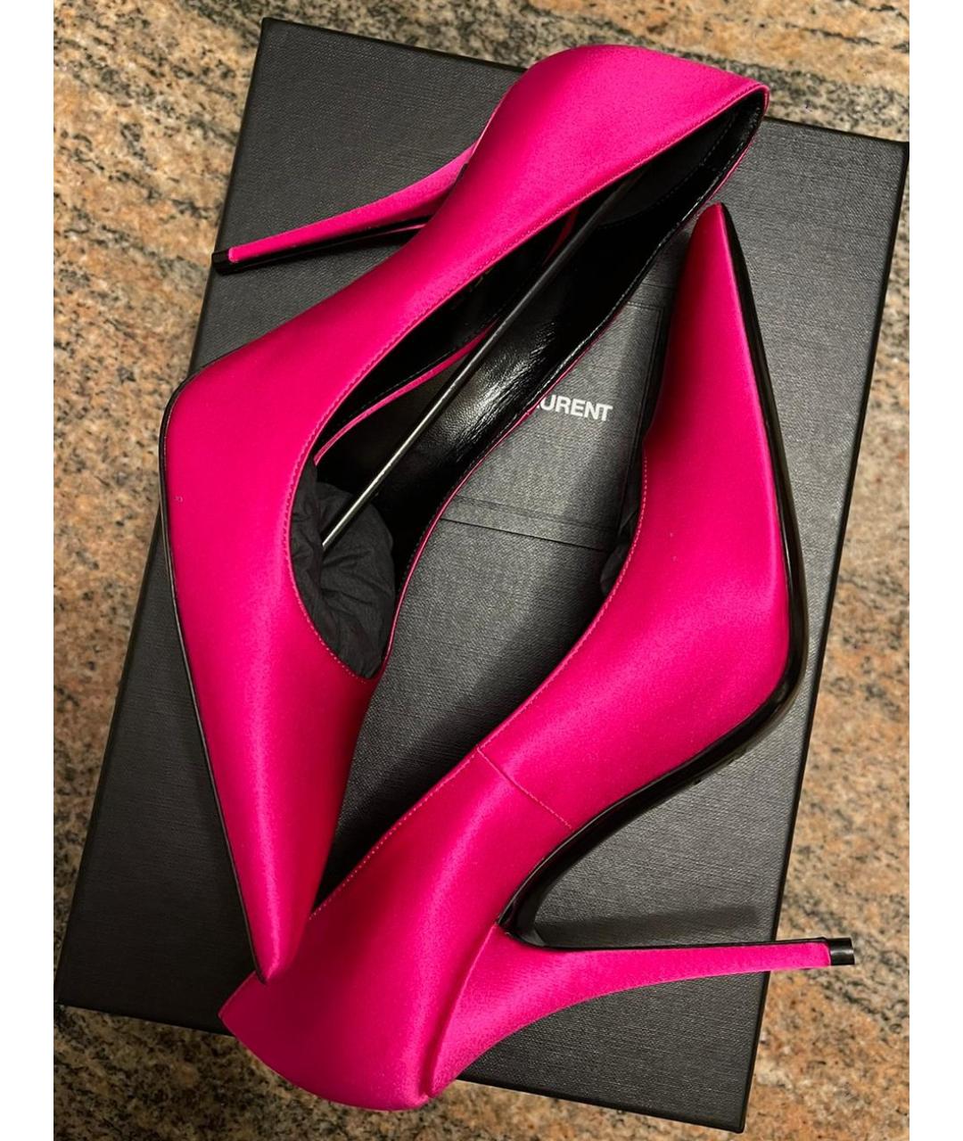 SAINT LAURENT Фуксия текстильные туфли, фото 5