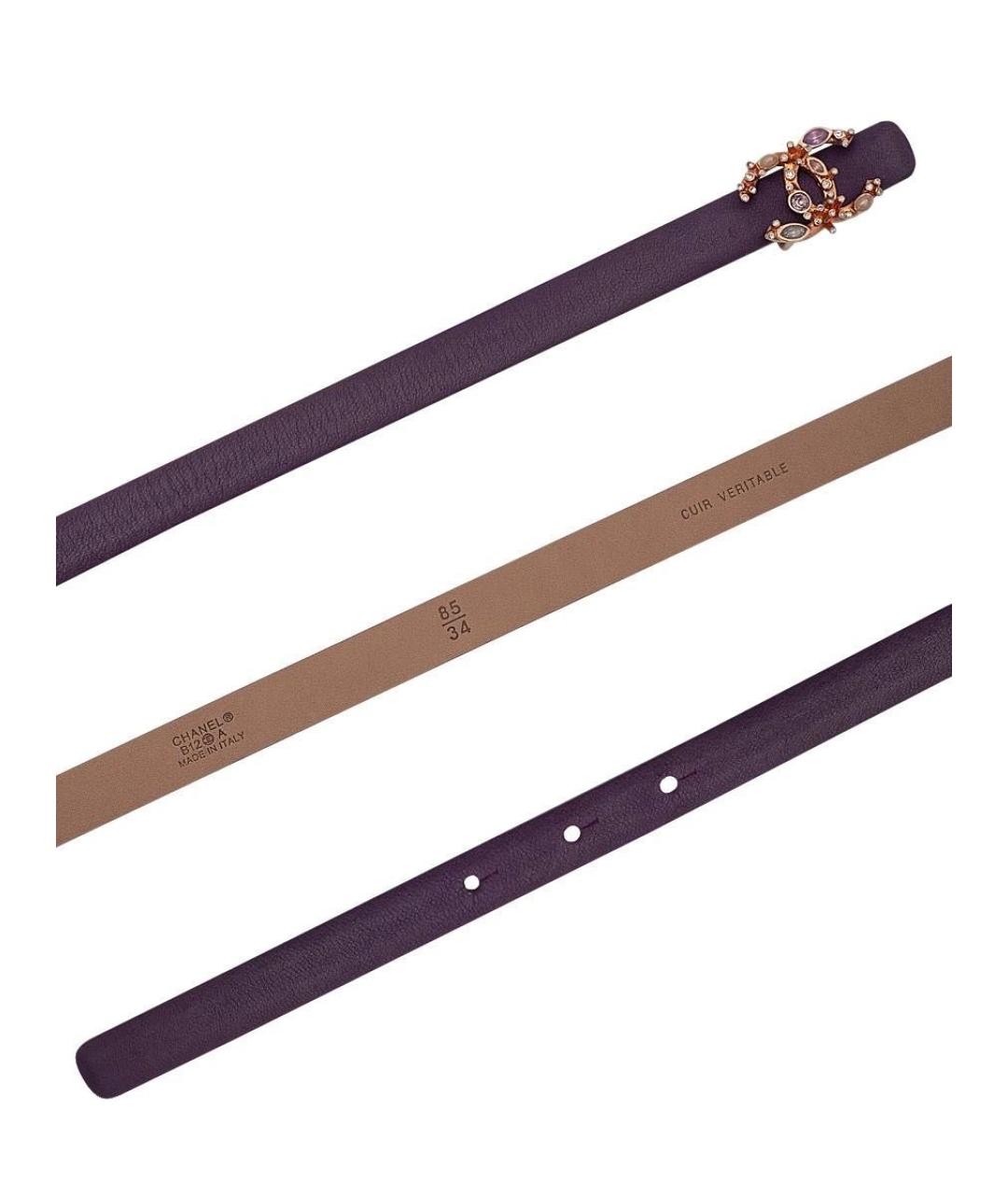 CHANEL PRE-OWNED Фиолетовый кожаный ремень, фото 3