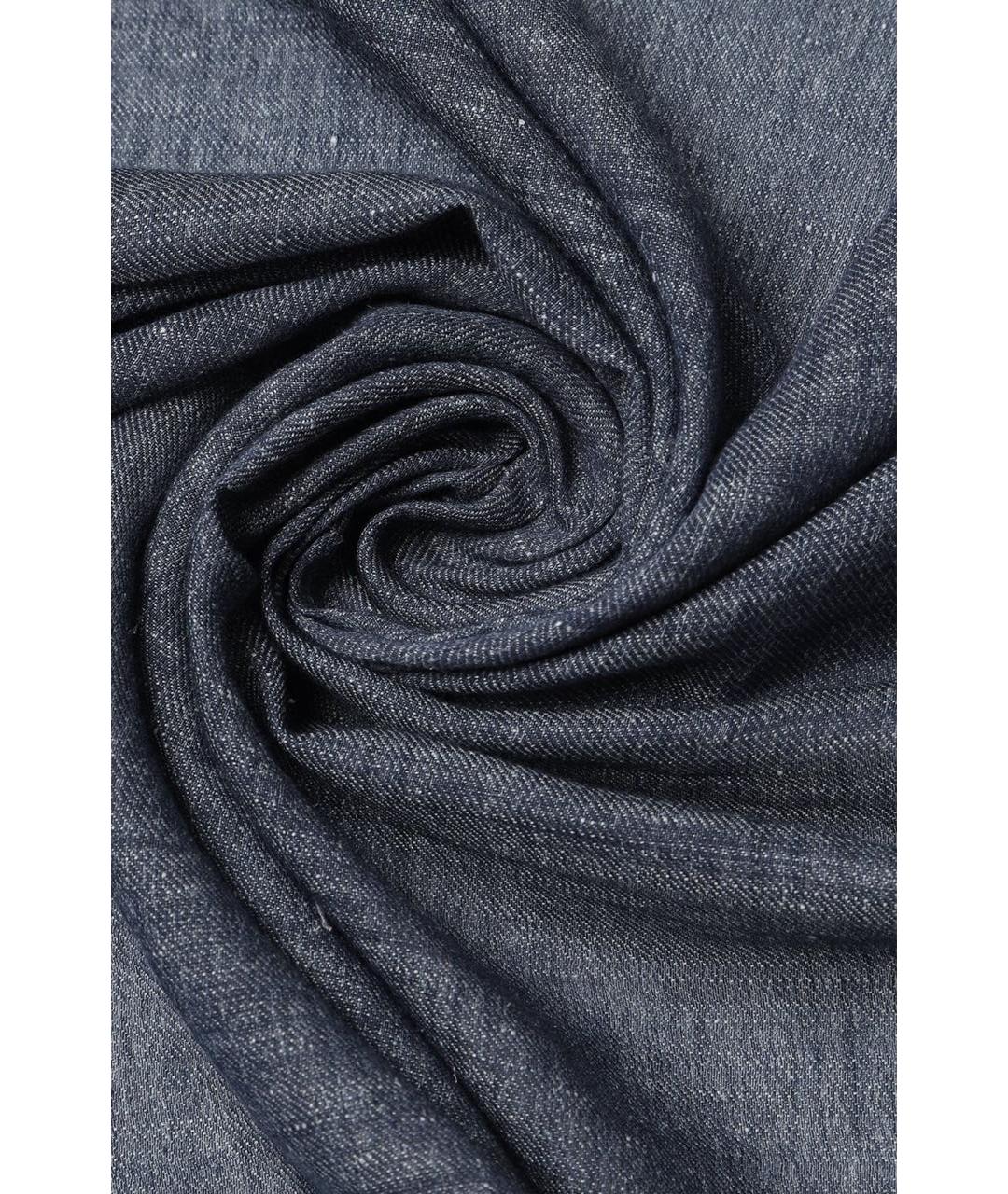 ERMENEGILDO ZEGNA Темно-синий хлопковый шарф, фото 2