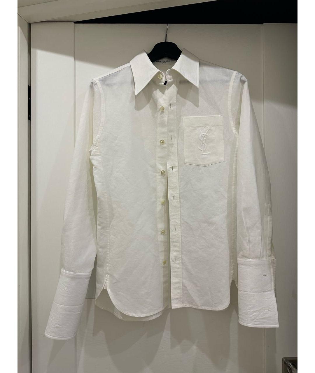 SAINT LAURENT Белая хлопковая рубашка, фото 9