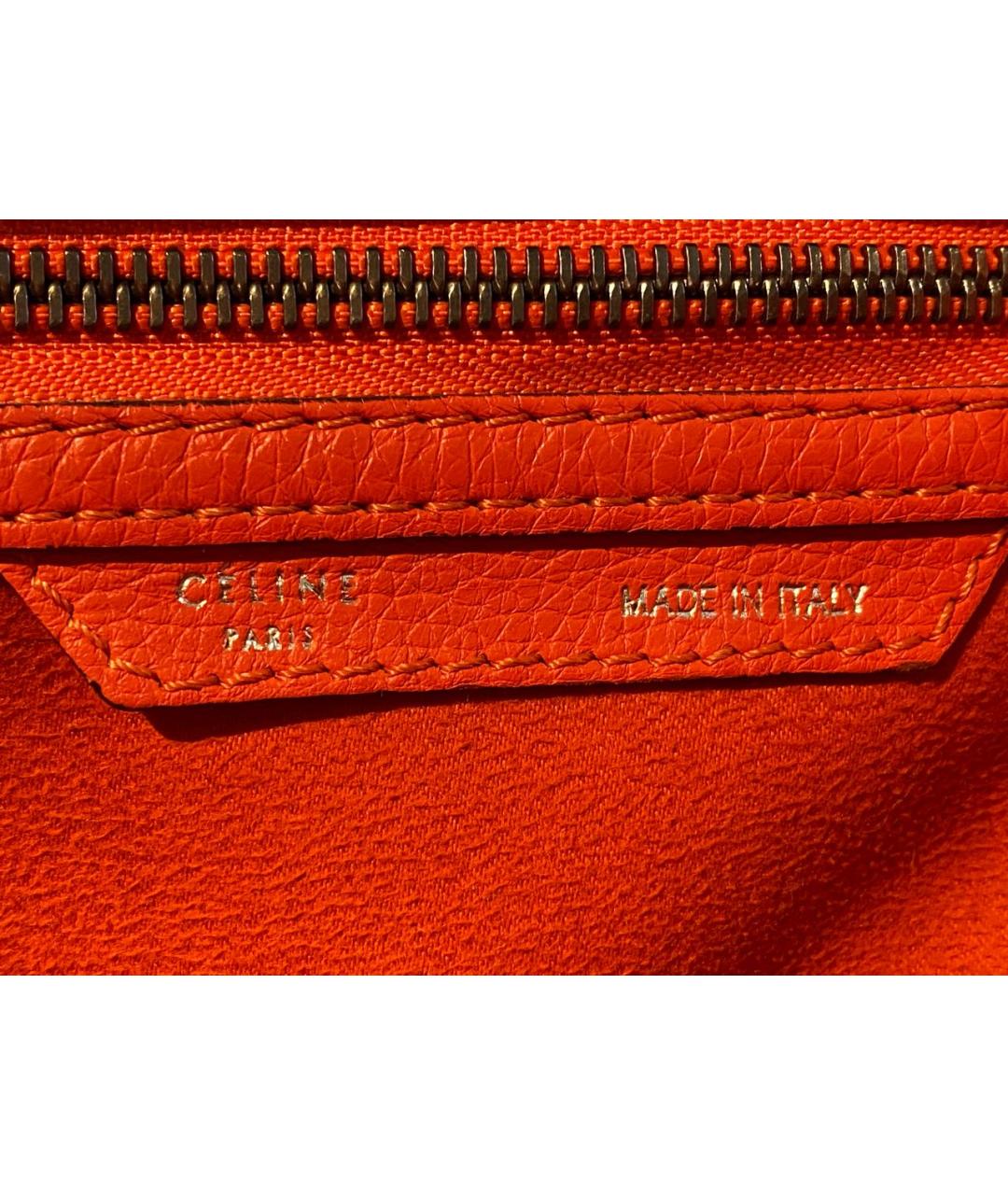 CELINE PRE-OWNED Оранжевая кожаная сумка тоут, фото 3