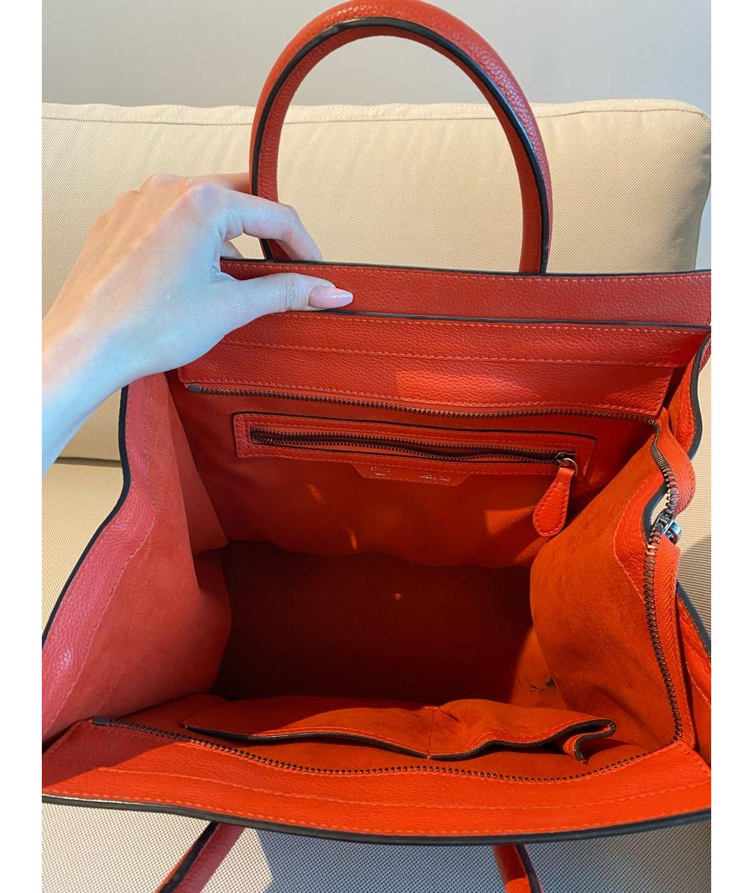 CELINE Оранжевая кожаная сумка тоут, фото 2
