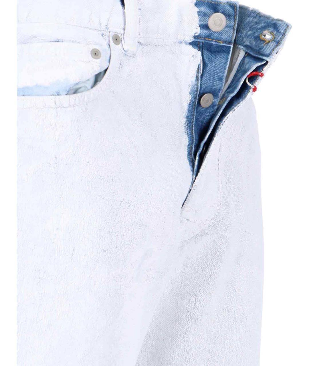MAISON MARGIELA Белые хлопковые прямые джинсы, фото 3