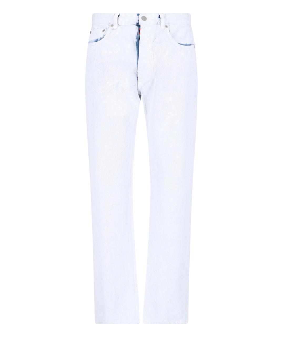 MAISON MARGIELA Белые хлопковые прямые джинсы, фото 1