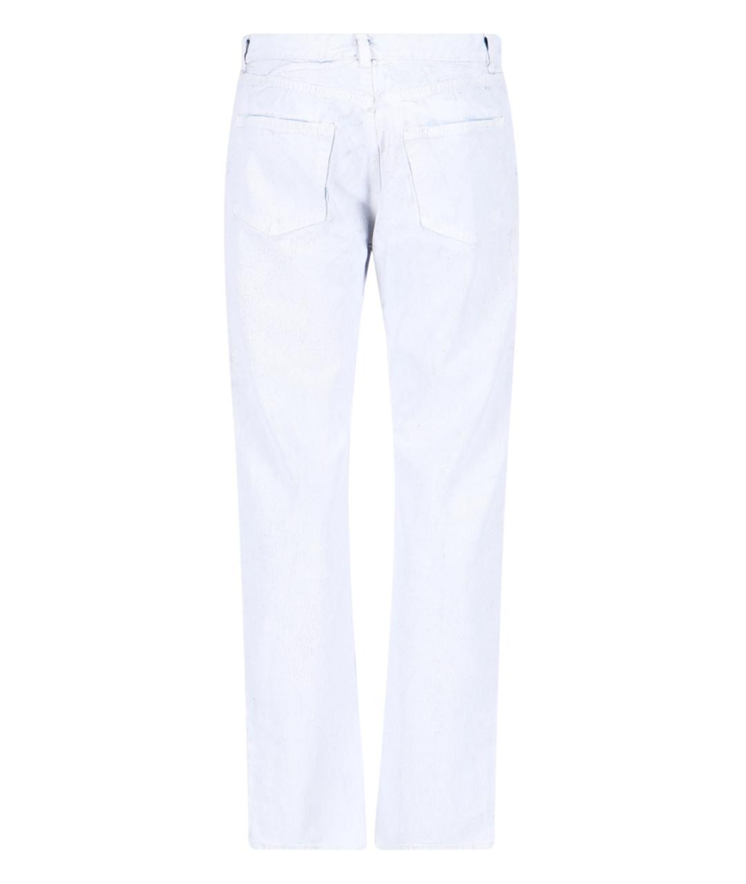 MAISON MARGIELA Белые хлопковые прямые джинсы, фото 2