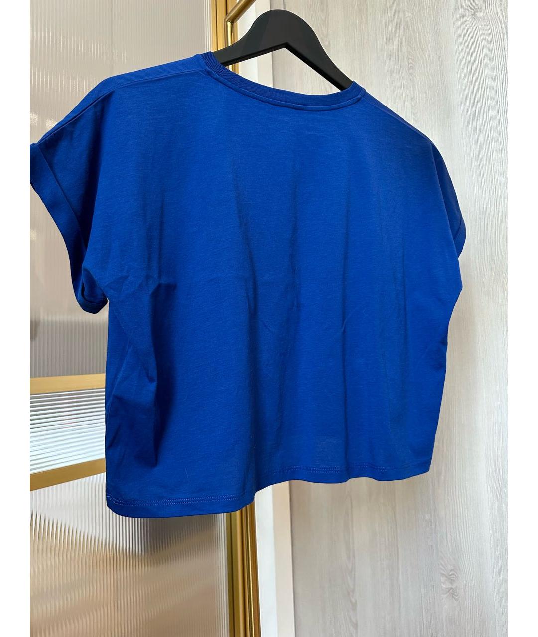 BALMAIN Синяя хлопковая футболка, фото 2