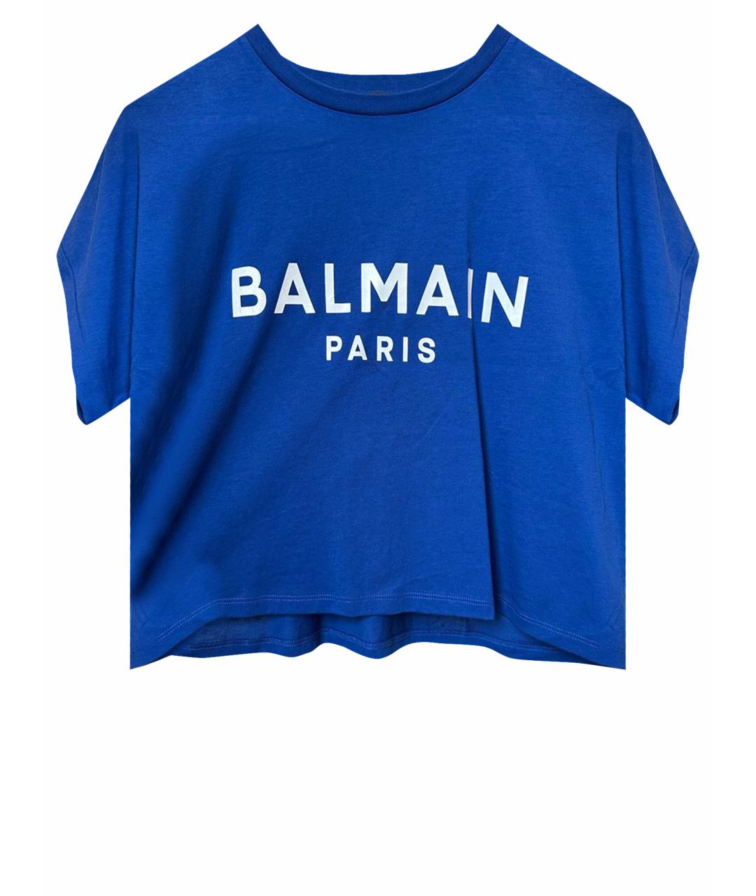 BALMAIN Синяя хлопковая футболка, фото 1