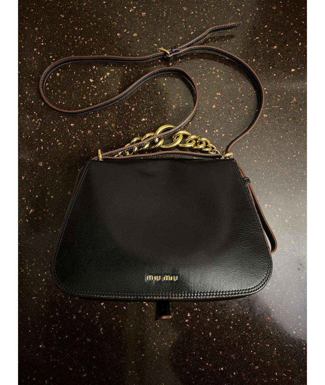 MIU MIU Черная кожаная сумка через плечо, фото 2