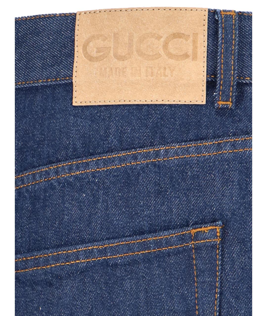 GUCCI Синие хлопковые прямые джинсы, фото 5