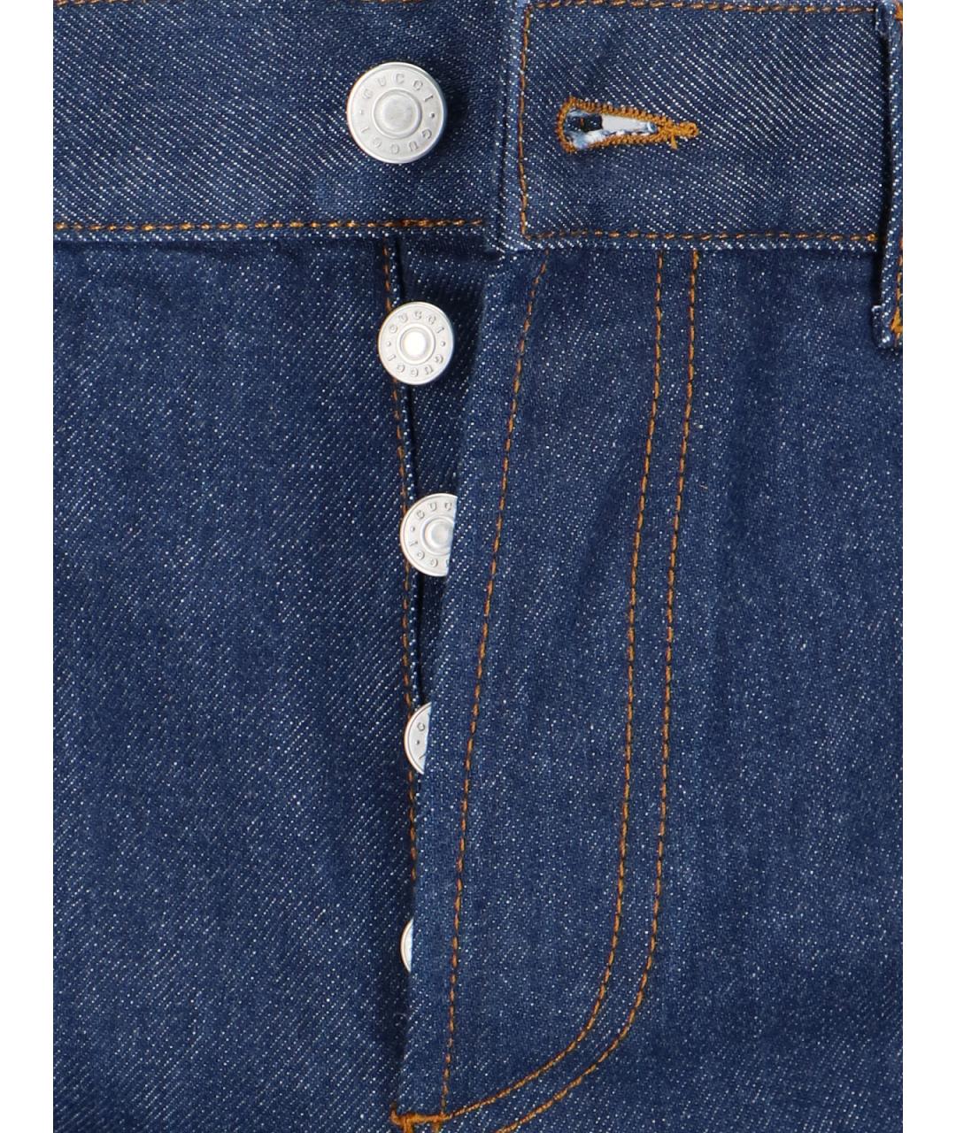 GUCCI Синие хлопковые прямые джинсы, фото 4