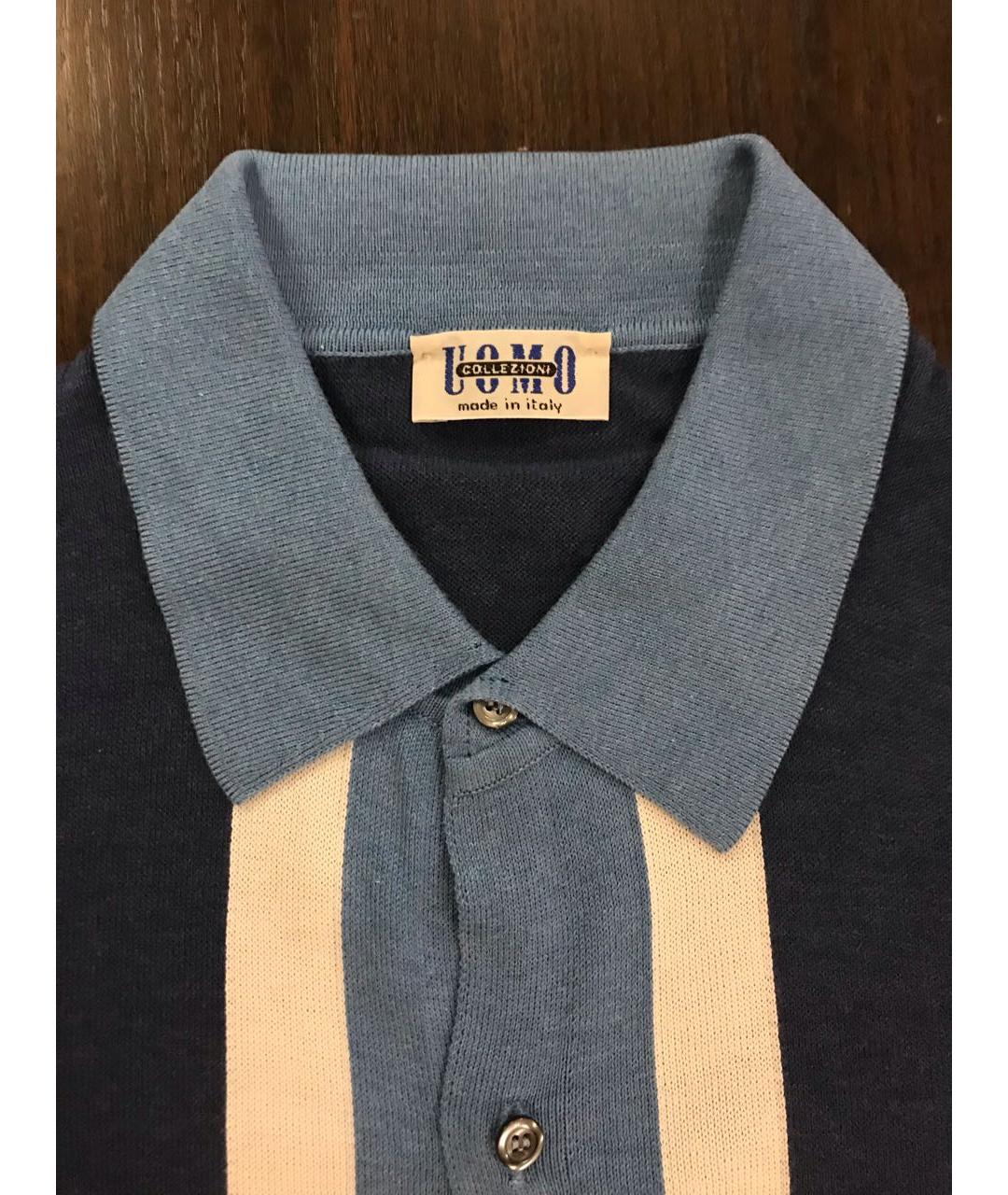 UOMO COLLEZIONI Синий хлопковый джемпер / свитер, фото 3