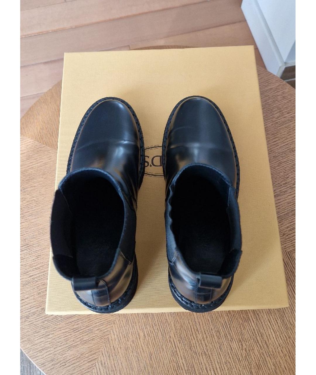 TOD'S Черные кожаные ботинки, фото 3