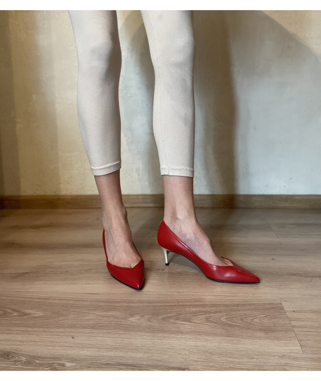 MAISON MARGIELA Красные кожаные туфли, фото 3
