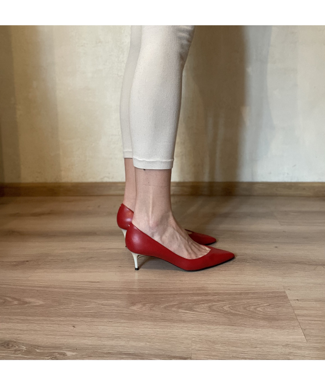 MAISON MARGIELA Красные кожаные туфли, фото 8