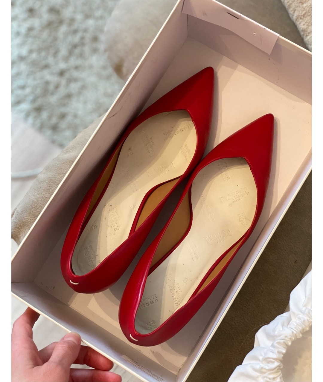 MAISON MARGIELA Красные кожаные туфли, фото 5