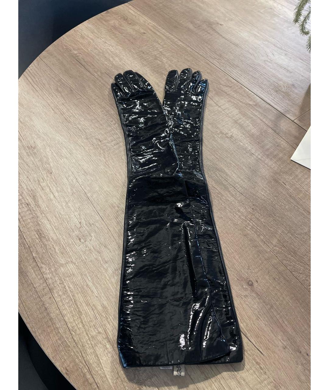 ERMANNO SCERVINO Черные кожаные перчатки, фото 6
