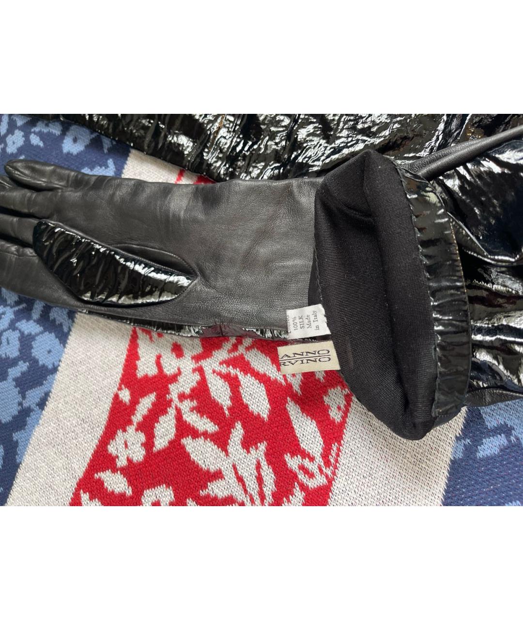 ERMANNO SCERVINO Черные кожаные перчатки, фото 4