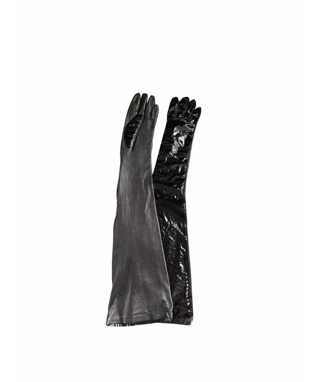 ERMANNO SCERVINO Черные кожаные перчатки, фото 1