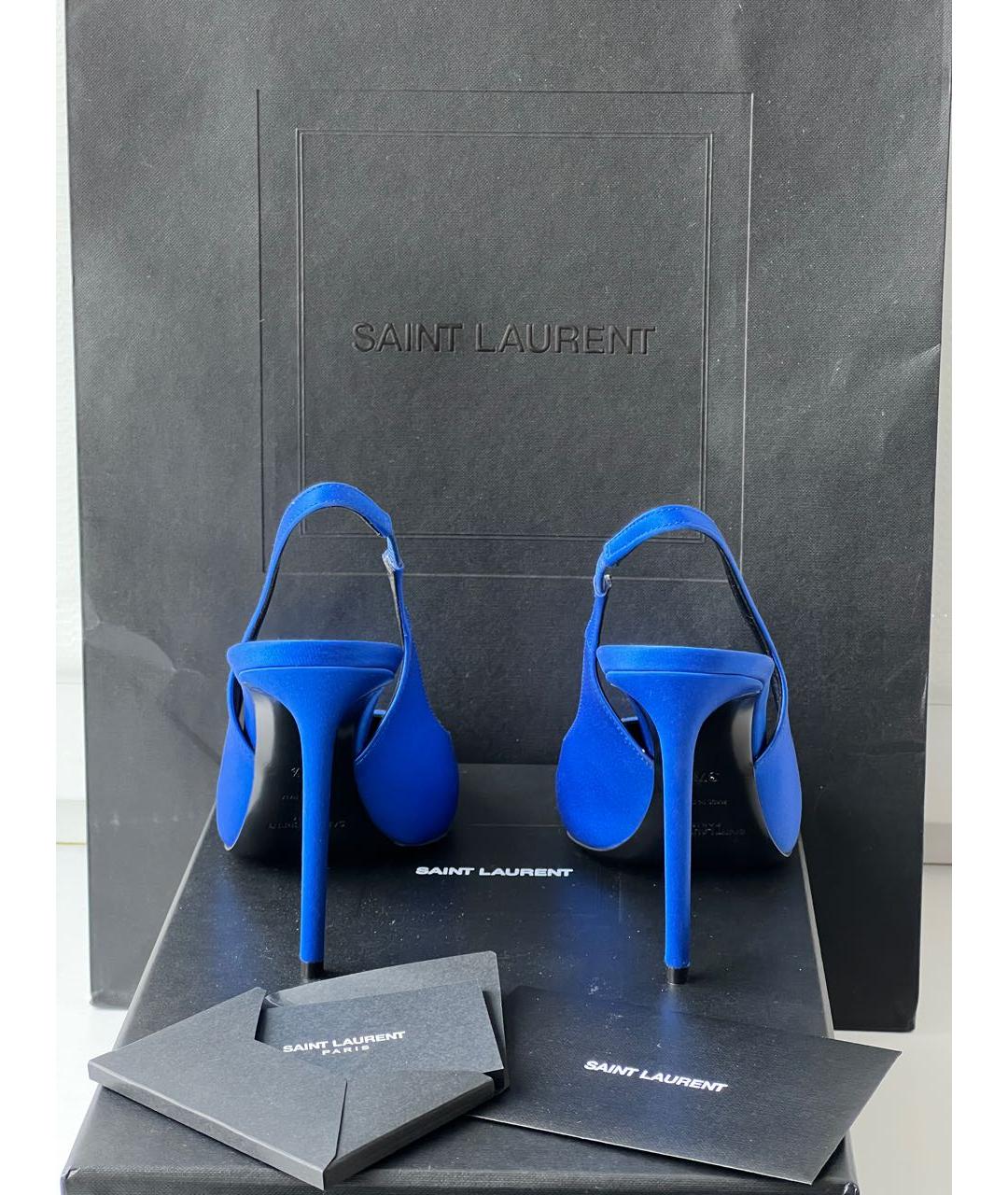 SAINT LAURENT Синие текстильные туфли, фото 4