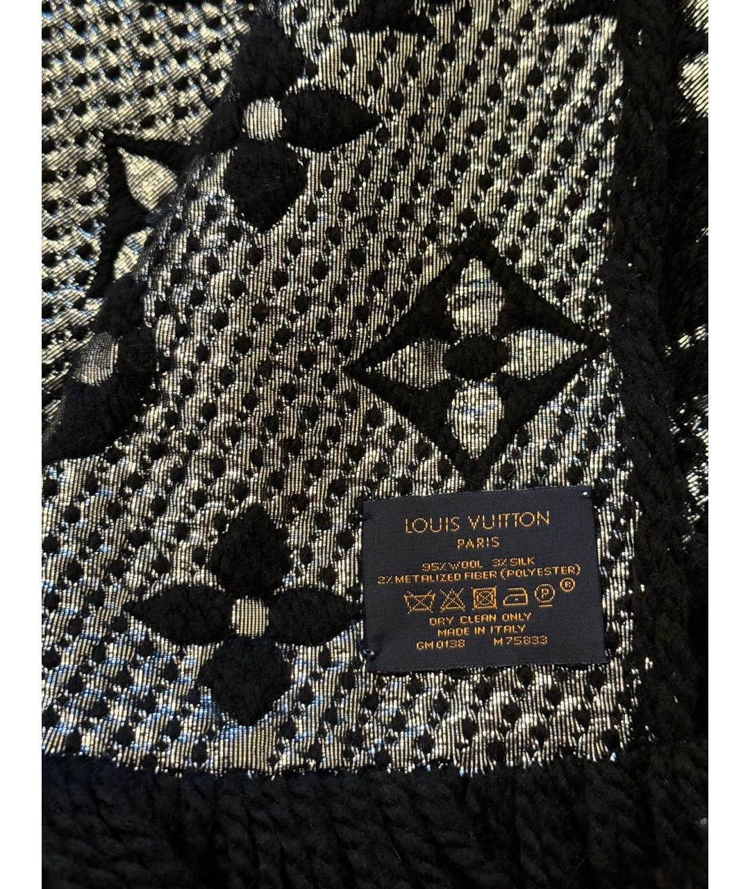 LOUIS VUITTON PRE-OWNED Черный шерстяной шарф, фото 2