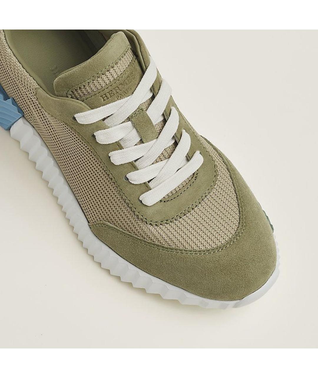 HERMES PRE-OWNED Зеленые замшевые кроссовки, фото 5