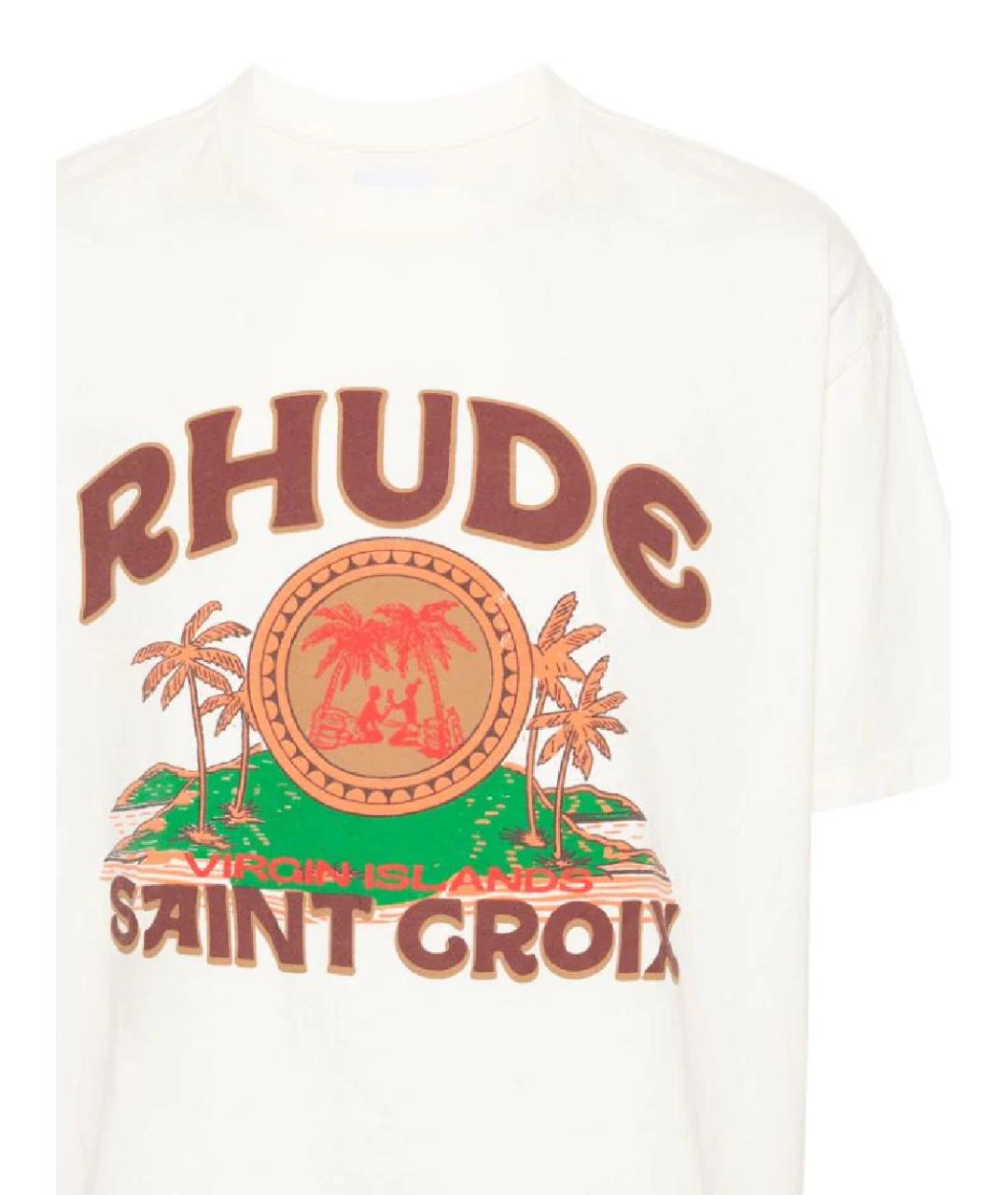 RHUDE Белая хлопковая футболка, фото 2