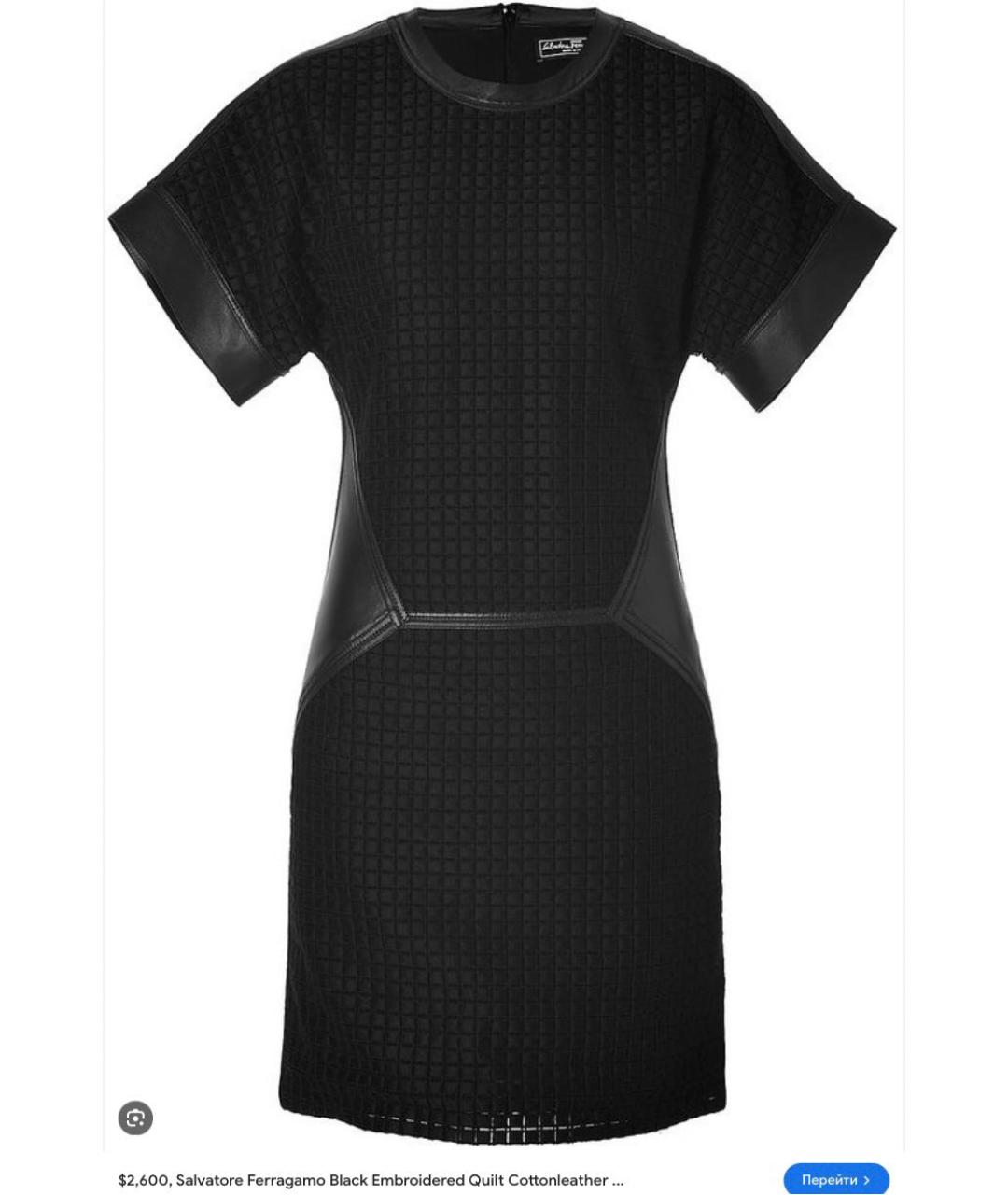 SALVATORE FERRAGAMO Черное хлопковое повседневное платье, фото 7