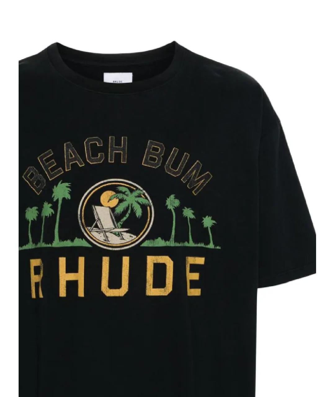 RHUDE Черная хлопковая футболка, фото 2