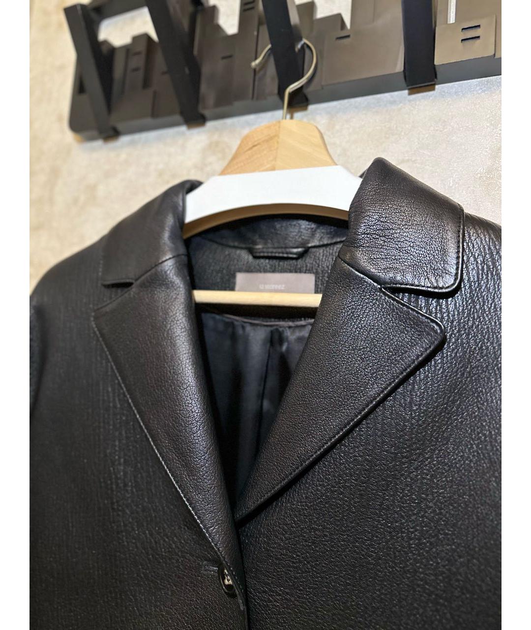 12 STOREEZ Черный кожаный жакет/пиджак, фото 3
