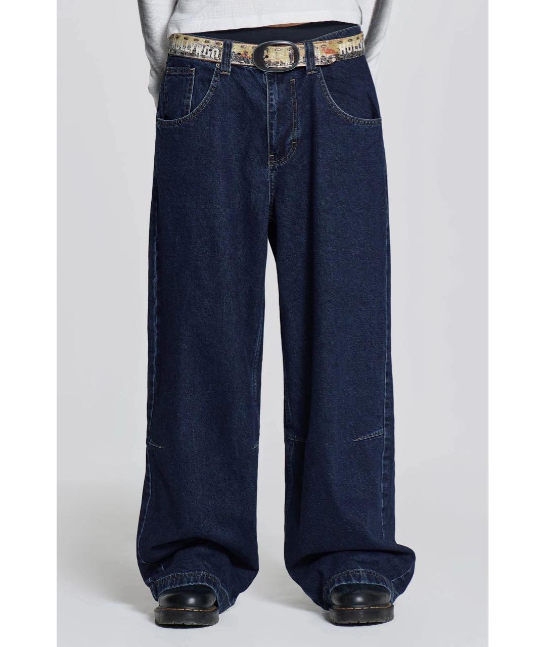 JADED LONDON Синие хлопковые прямые джинсы, фото 4
