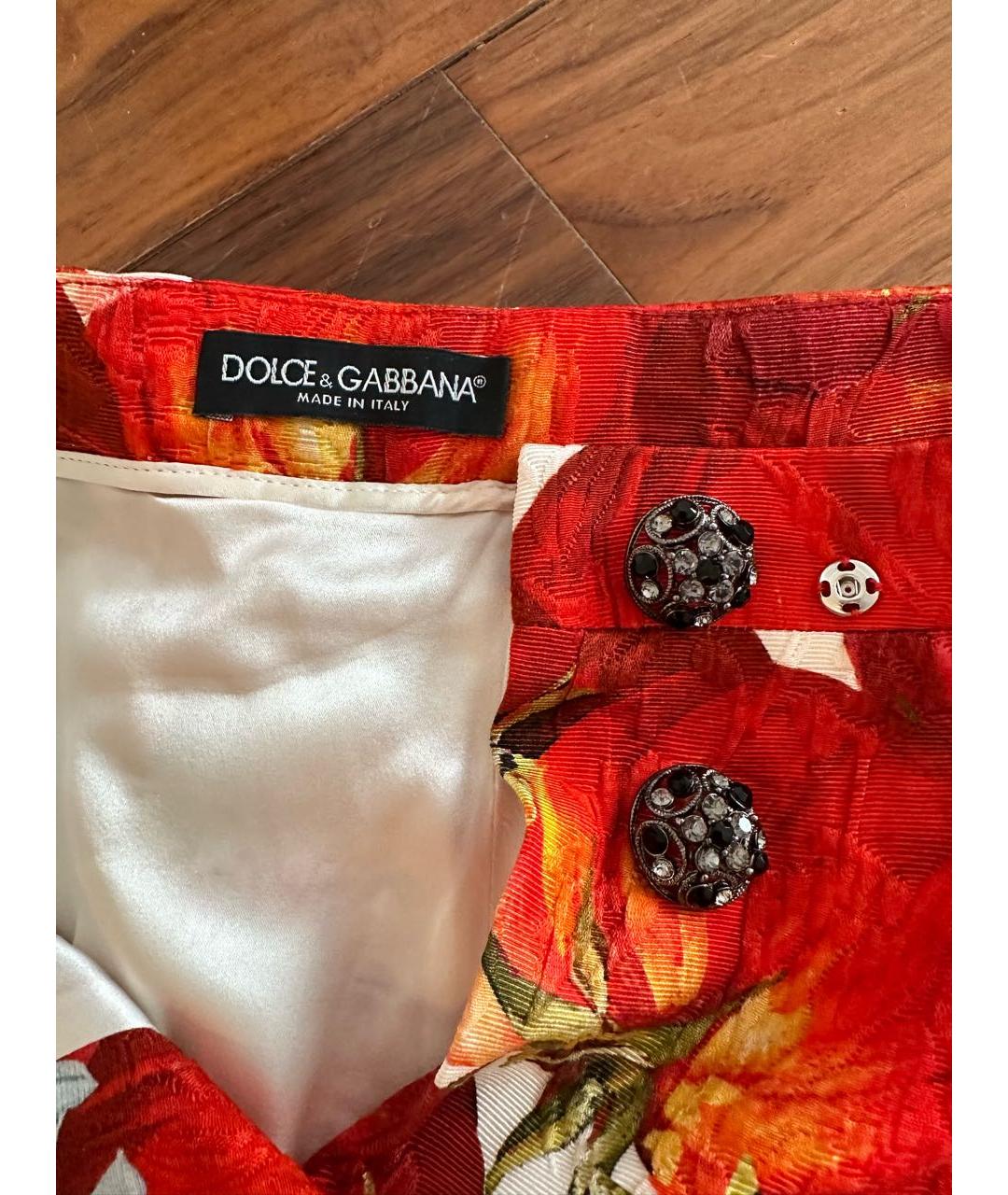 DOLCE&GABBANA Красная шелковая юбка миди, фото 3