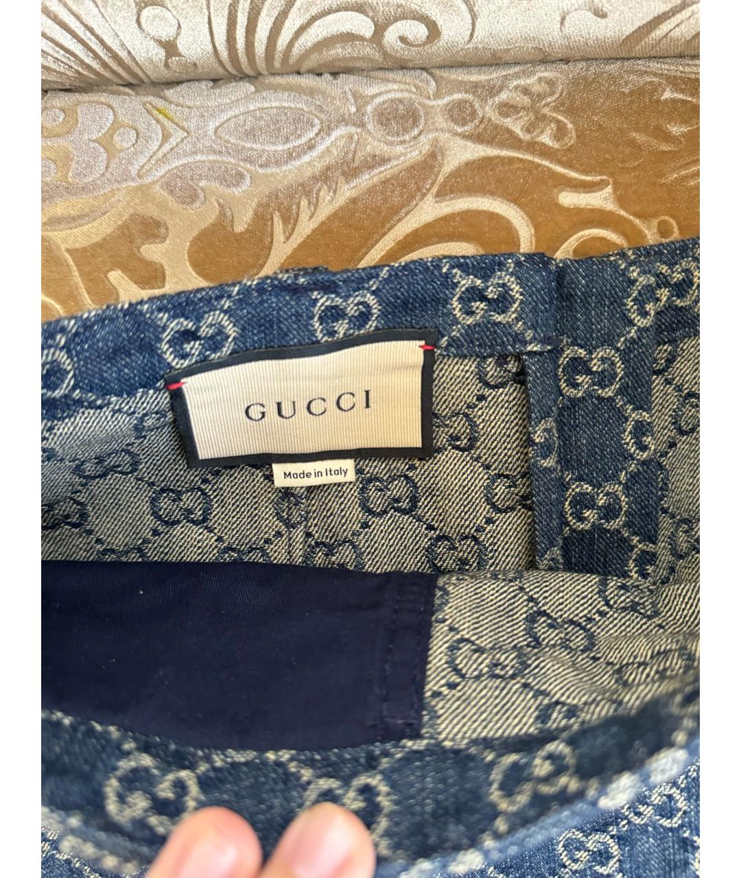 GUCCI Темно-синяя деним юбка миди, фото 5