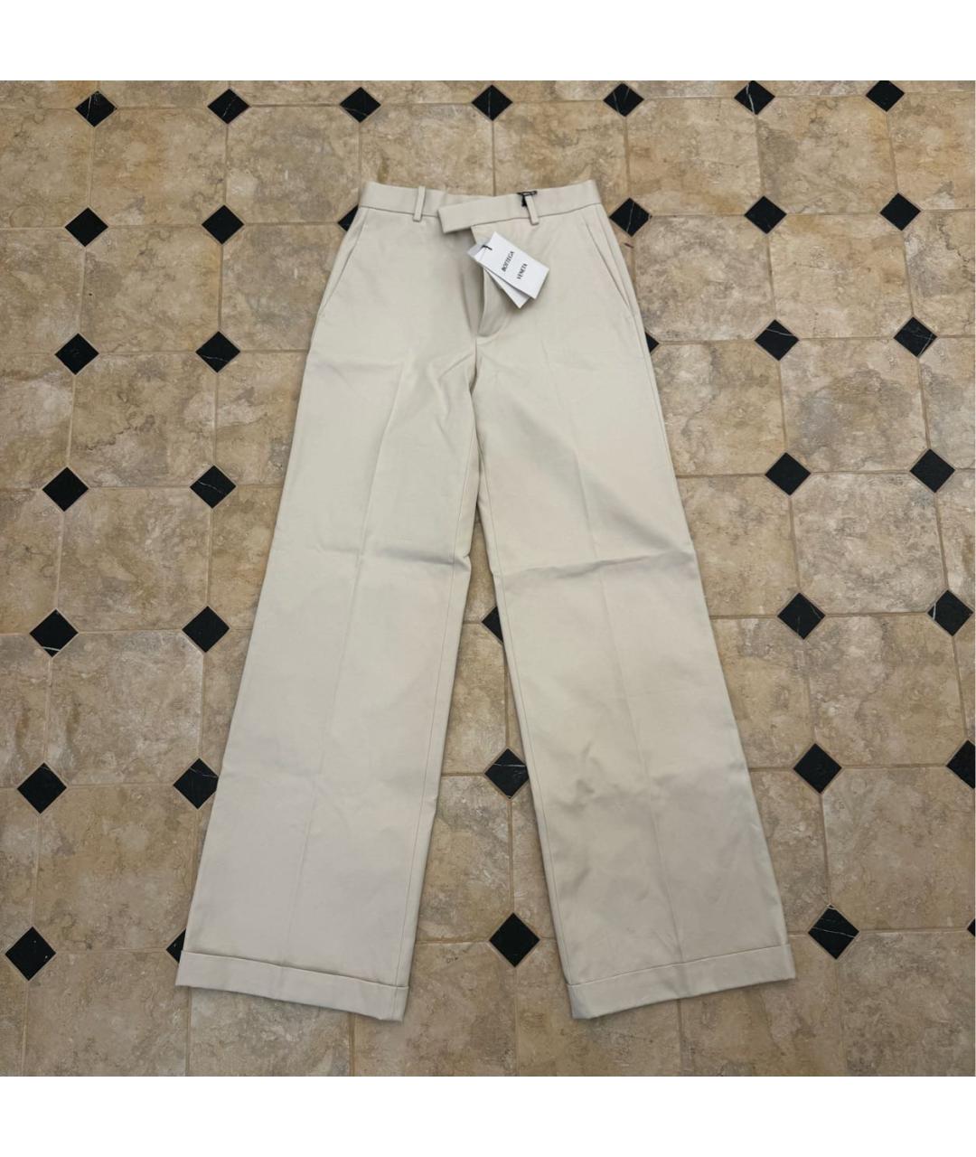 BOTTEGA VENETA Бежевые хлопковые брюки широкие, фото 4