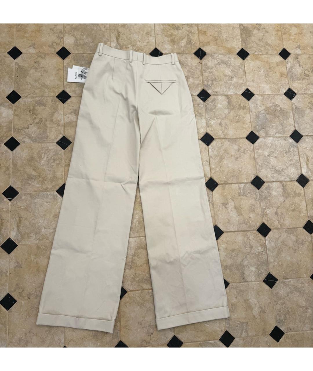 BOTTEGA VENETA Бежевые хлопковые брюки широкие, фото 2
