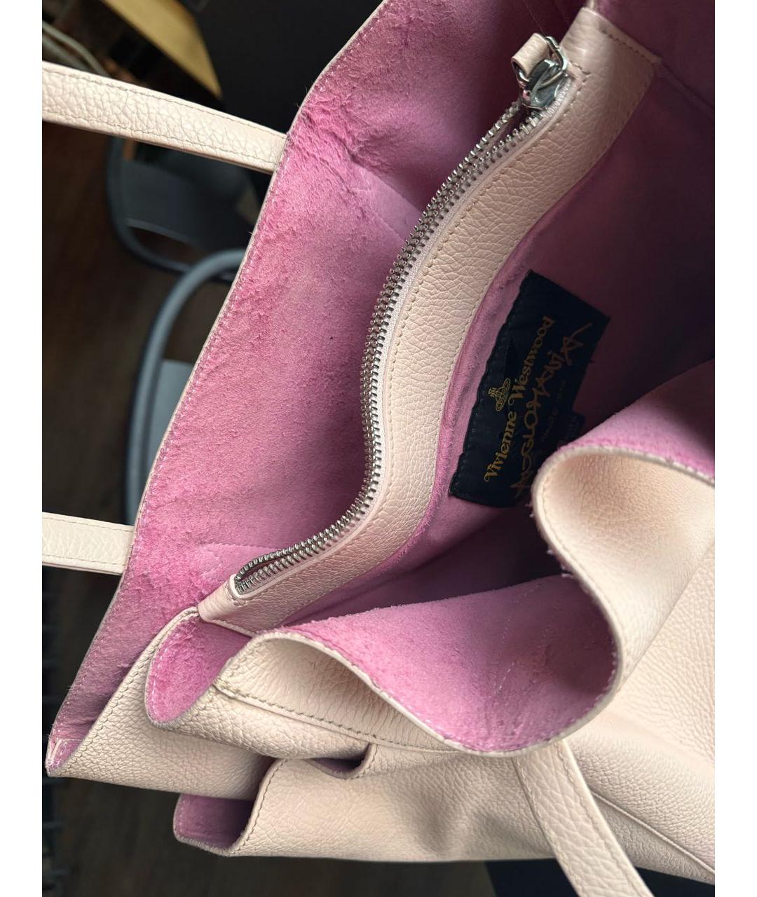 VIVIENNE WESTWOOD Розовая кожаная сумка тоут, фото 6