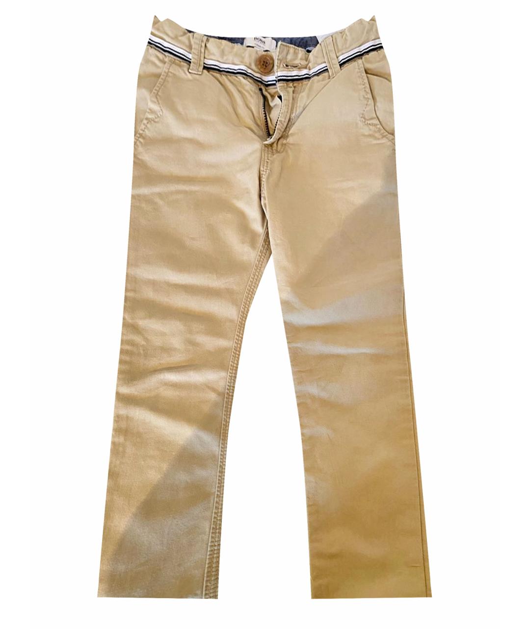 BOSS KIDS Бежевые хлопковые брюки и шорты, фото 1