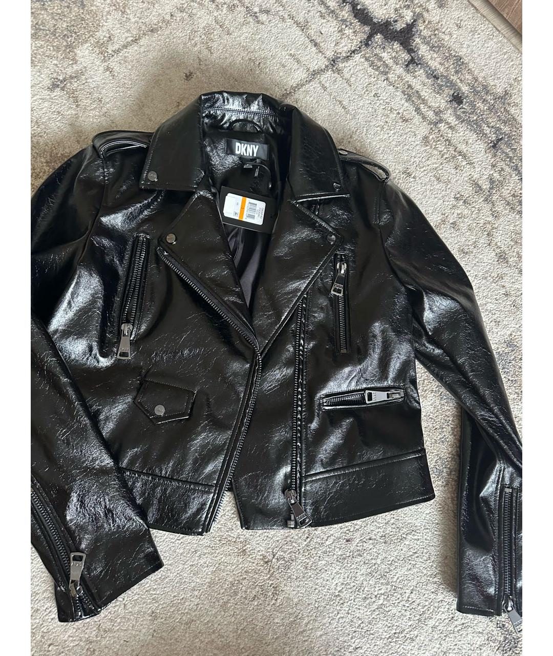 DKNY Черная полиуретановая куртка, фото 8