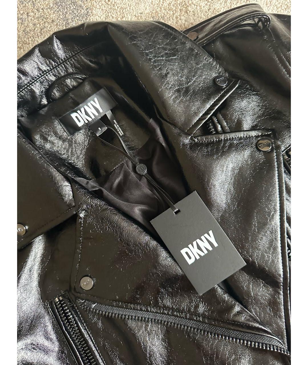 DKNY Черная полиуретановая куртка, фото 4