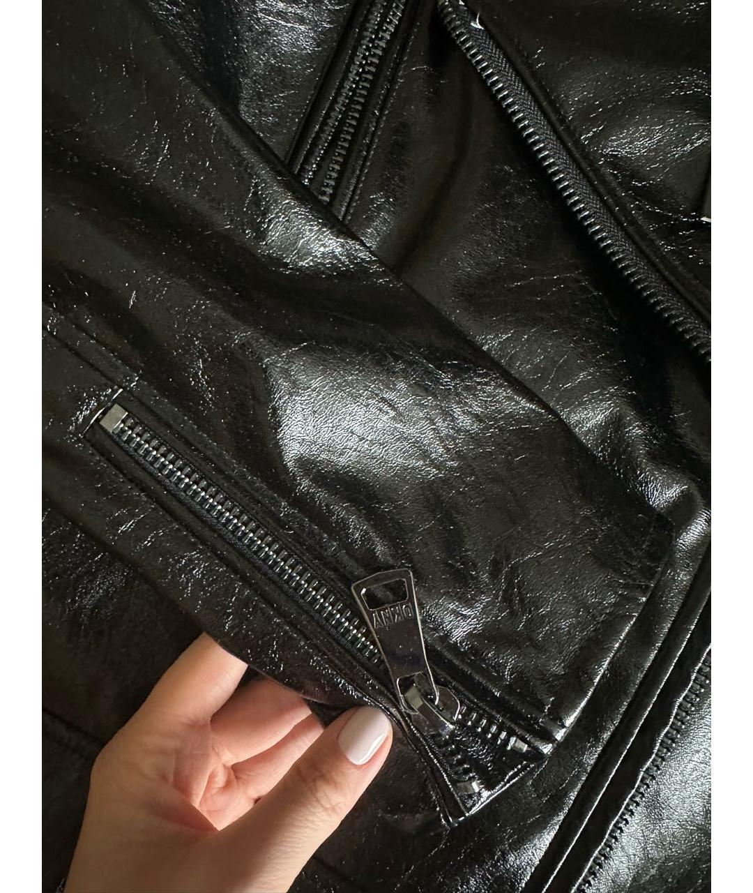 DKNY Черная полиуретановая куртка, фото 5