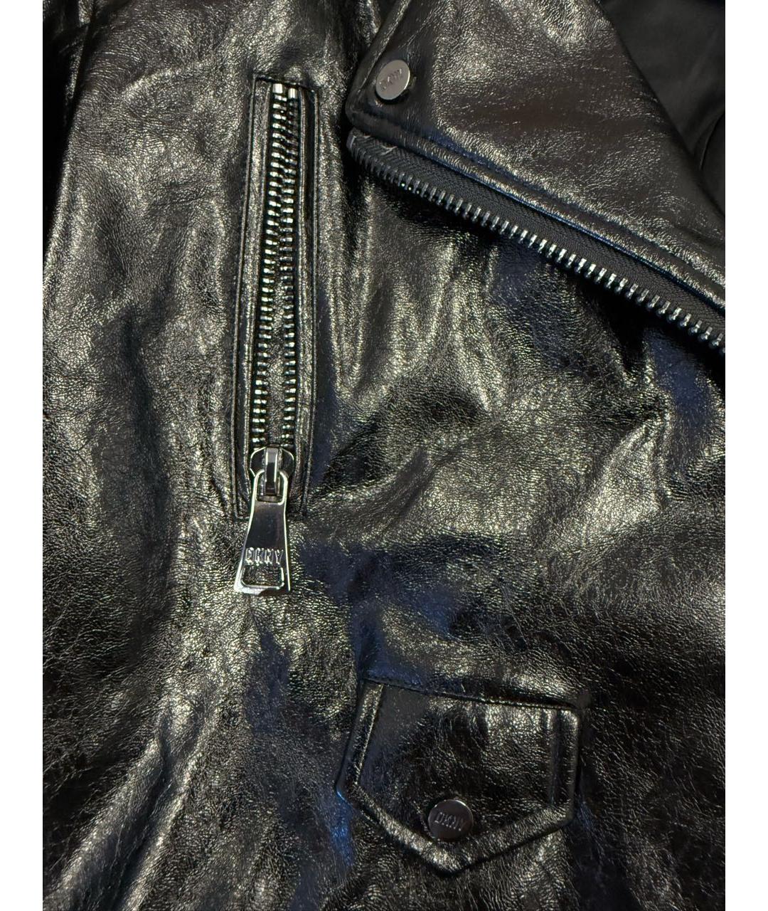 DKNY Черная полиуретановая куртка, фото 4