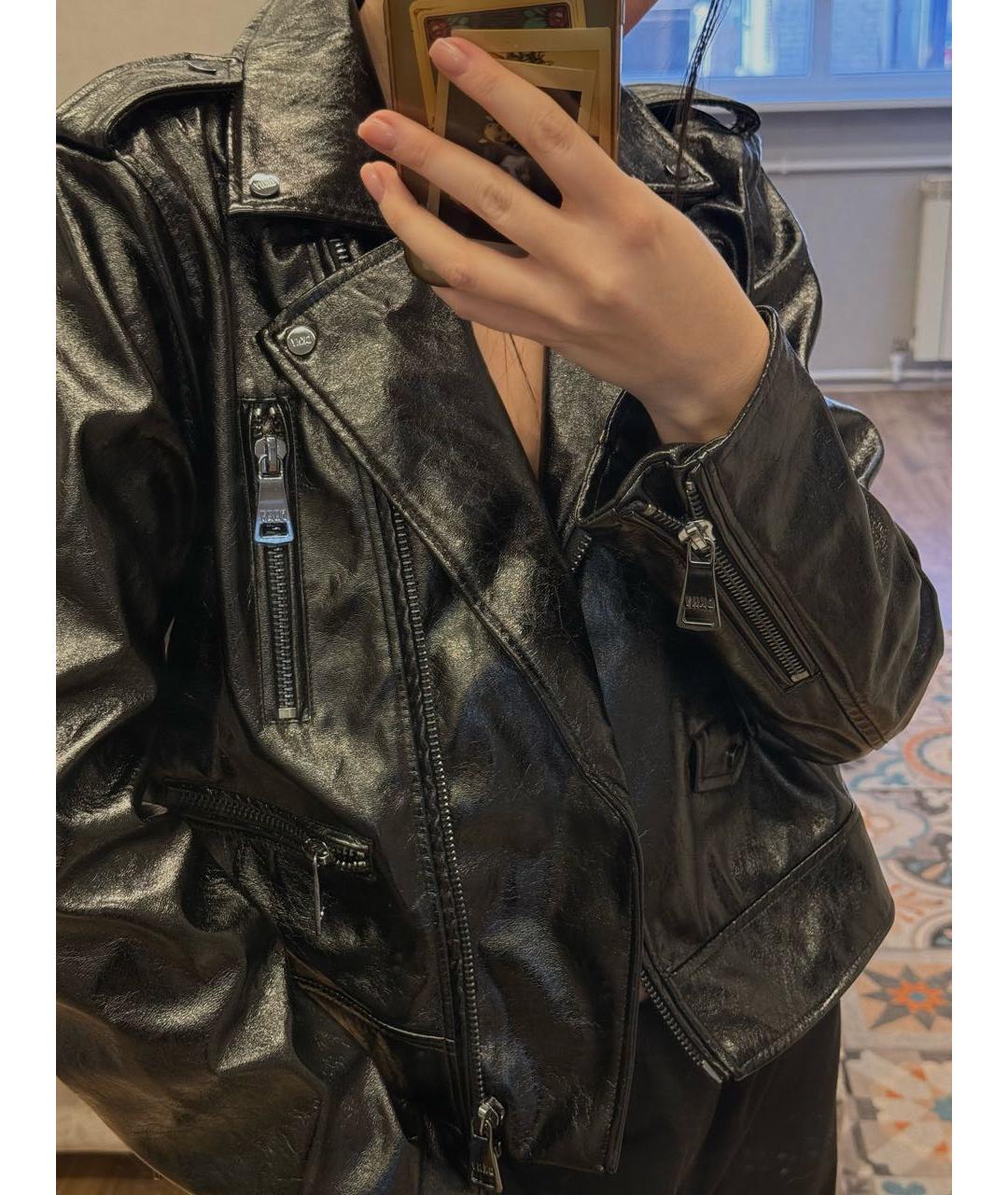 DKNY Черная полиуретановая куртка, фото 7