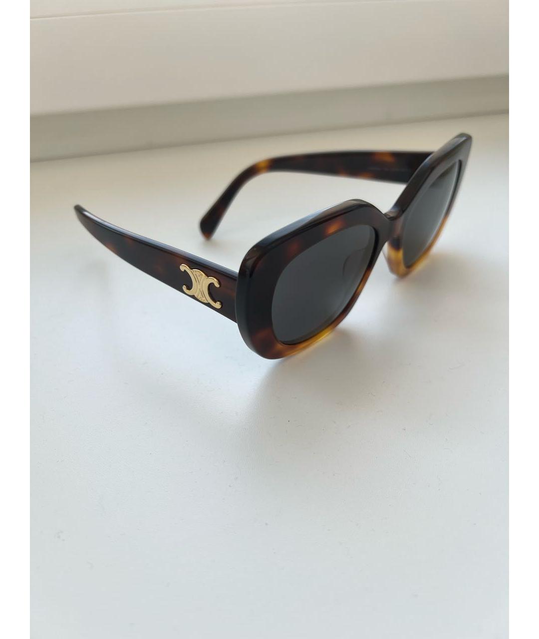CELINE PRE-OWNED Коричневые пластиковые солнцезащитные очки, фото 2