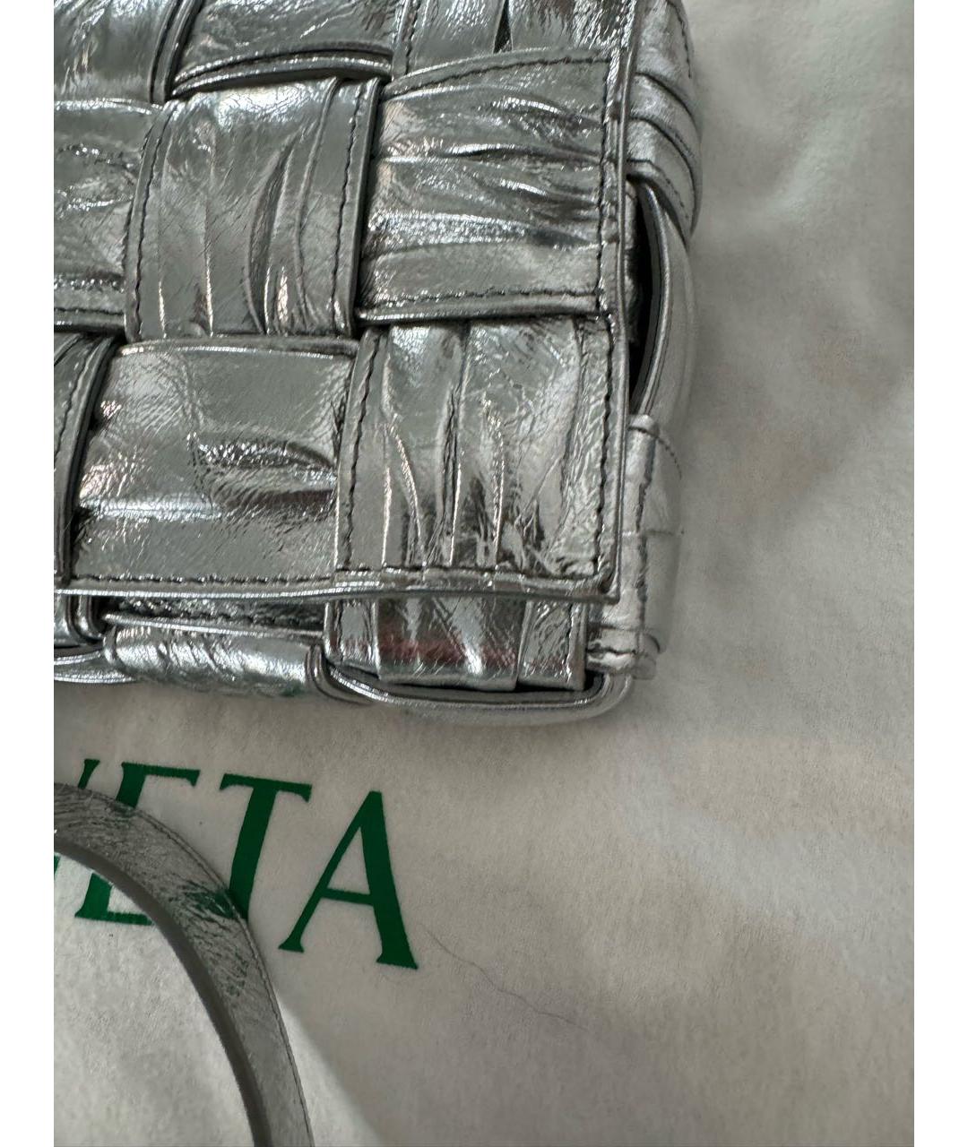 BOTTEGA VENETA Серебряная кожаная сумка через плечо, фото 2