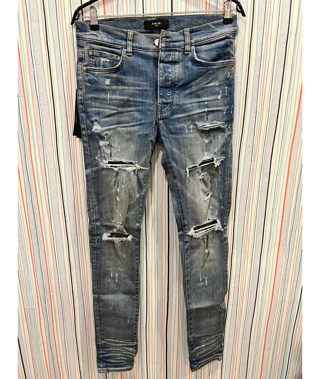AMIRI Синие хлопко-эластановые джинсы скинни, фото 5