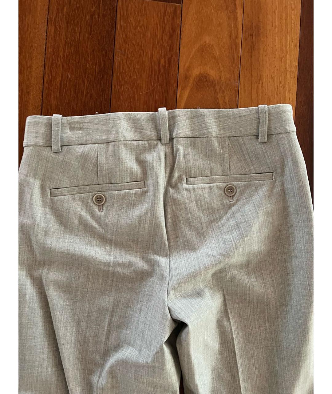 THEORY Серые вискозные прямые брюки, фото 4
