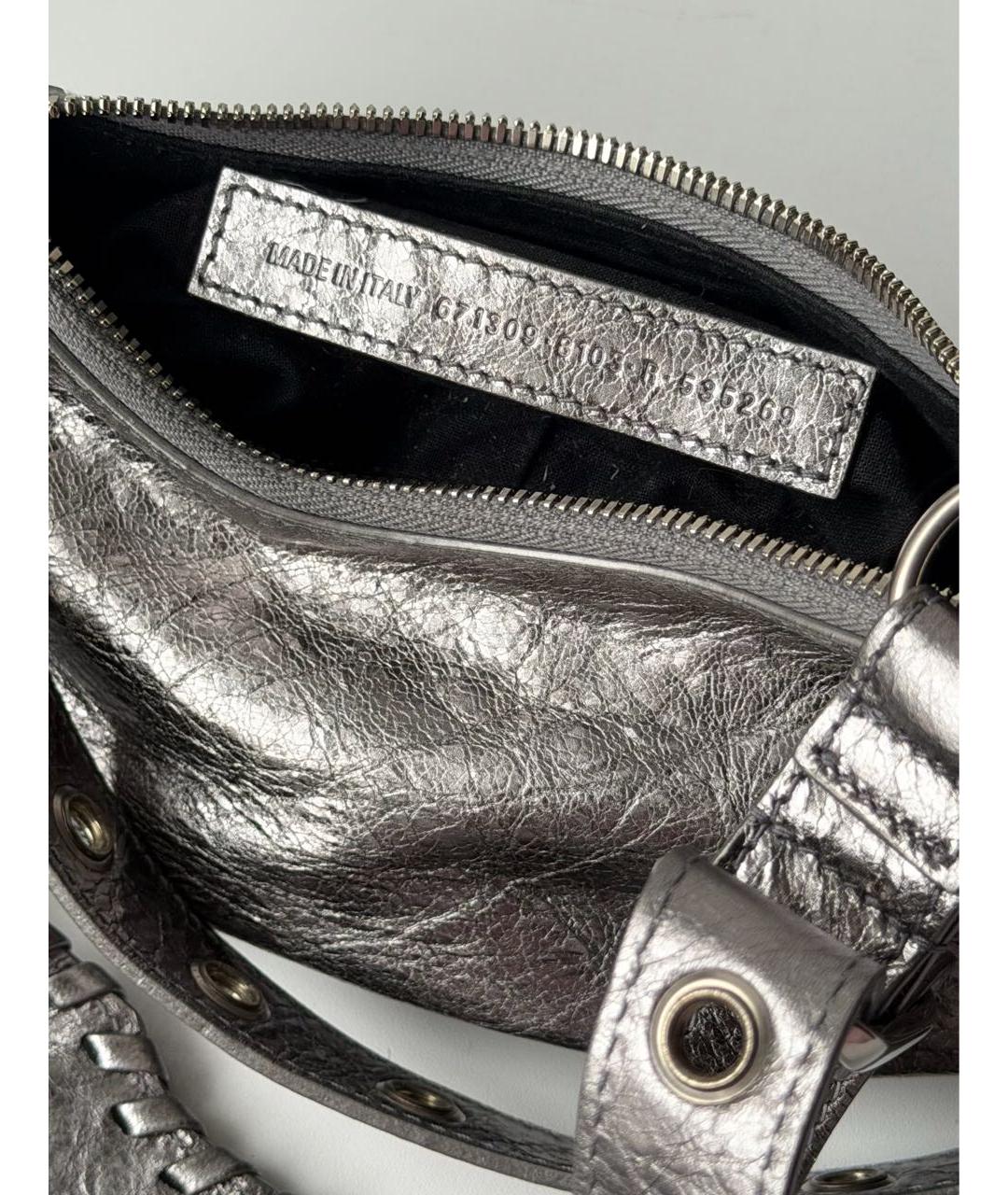 BALENCIAGA Серебряная кожаная сумка через плечо, фото 8