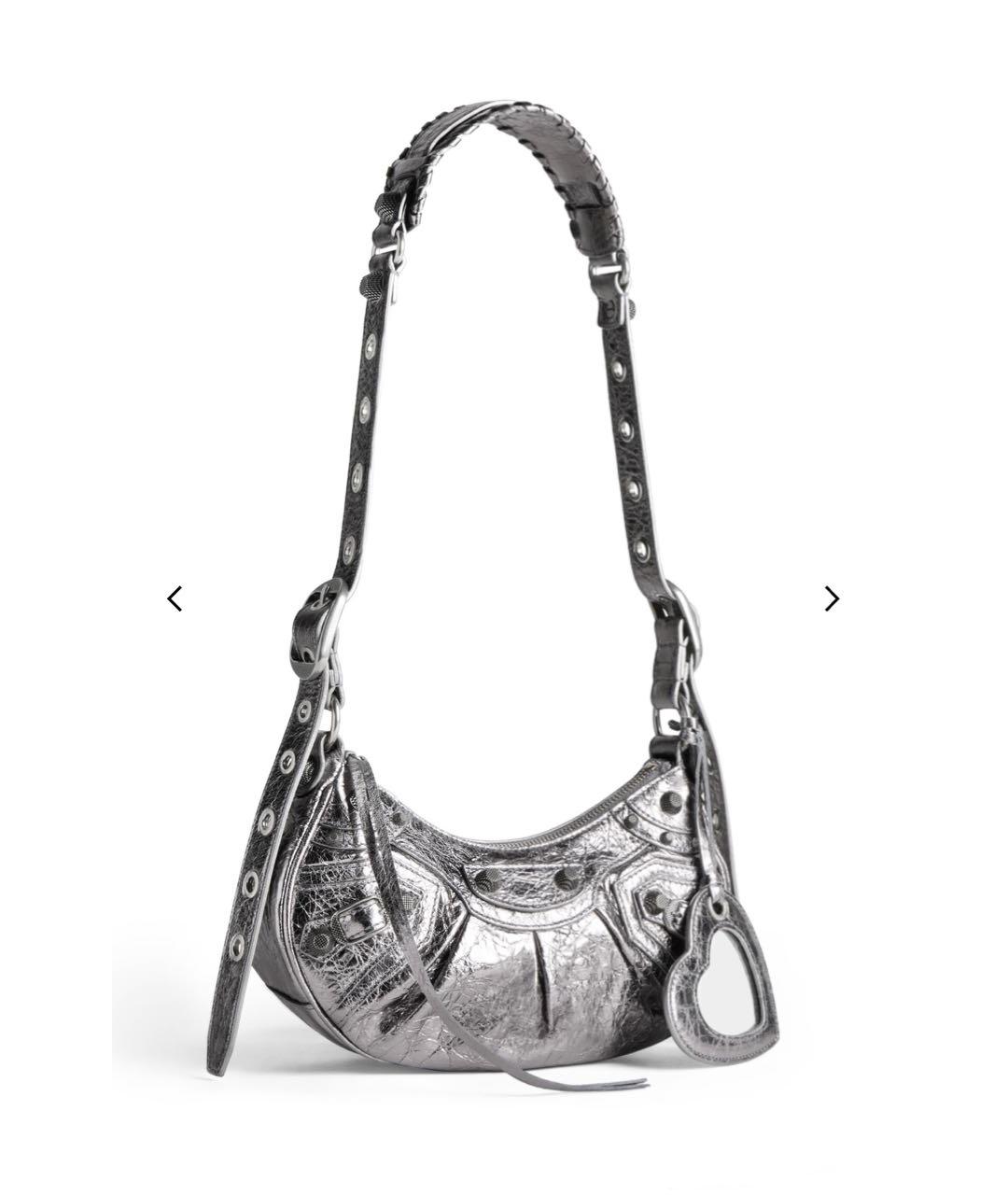 BALENCIAGA Серебряная кожаная сумка через плечо, фото 2