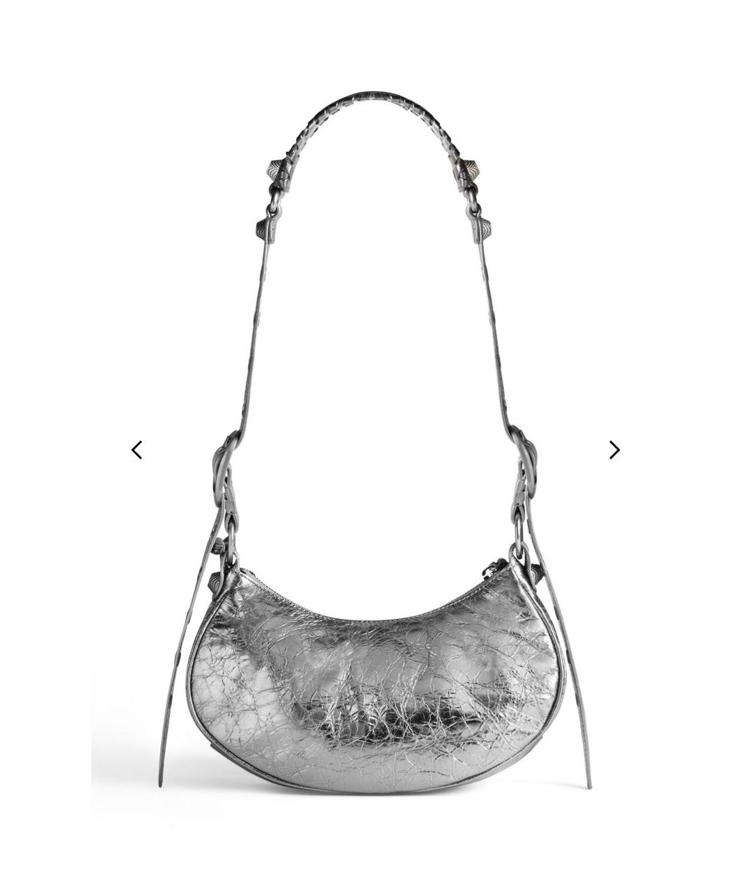 BALENCIAGA Серебряная кожаная сумка через плечо, фото 3