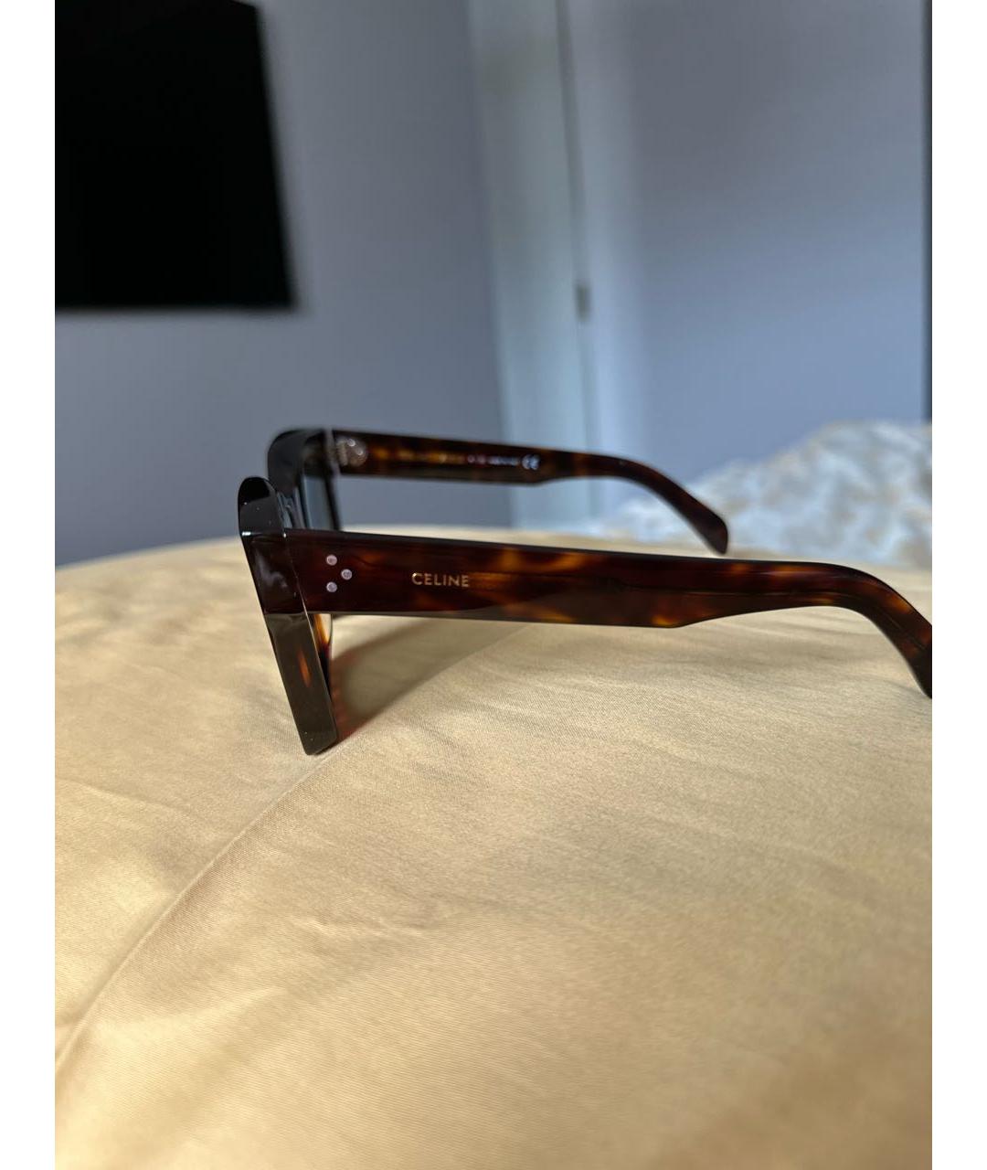 CELINE Коричневые пластиковые солнцезащитные очки, фото 3